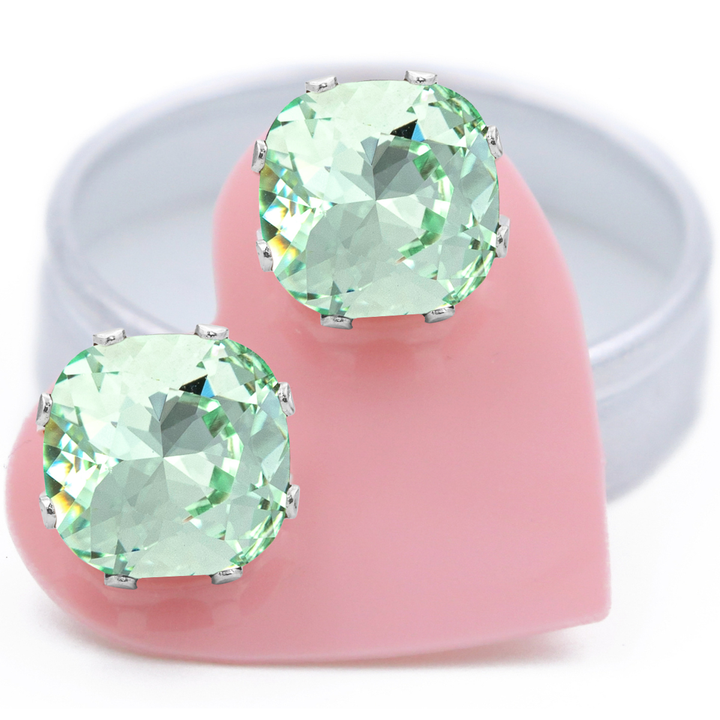 Mint Mega Cushion Sterling Silver Stud Earrings
