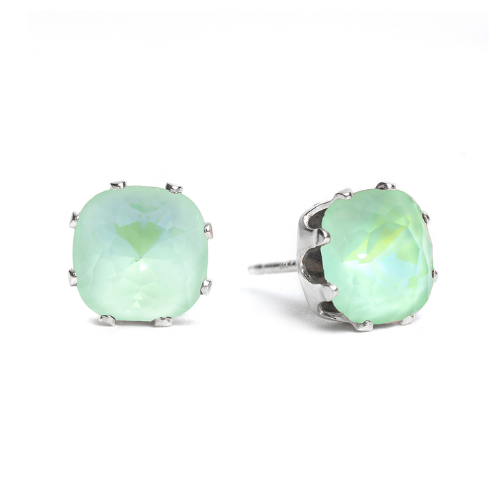 Mint Mojito Mini Cushion Sterling Silver Stud Earrings