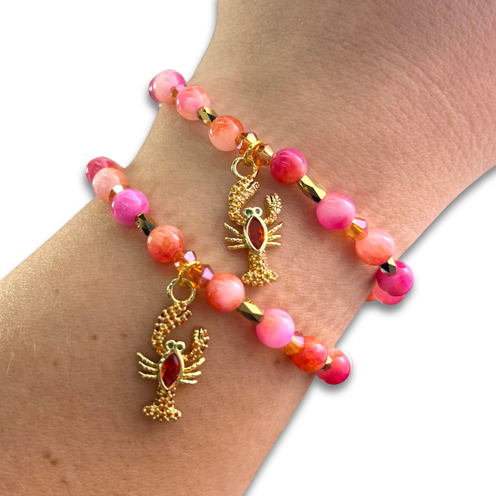 Clambake Pavé Lobster Charm Beaded Bracelet