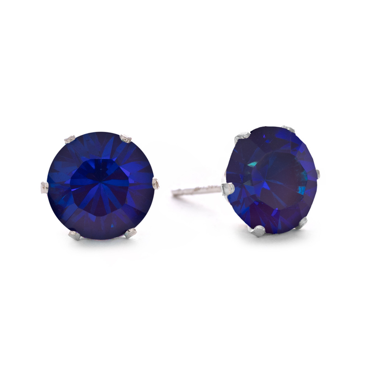 Neon Purple Bling Sterling Silver Stud Earrings