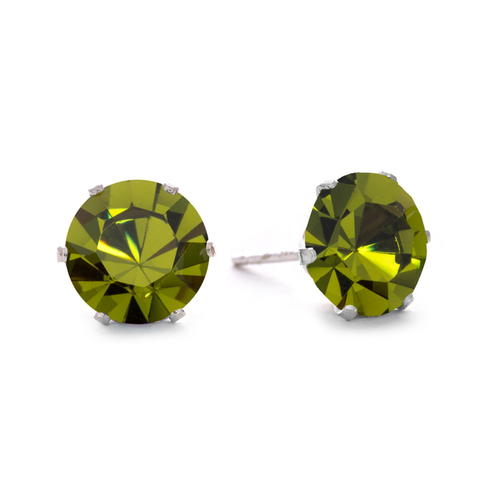 Olive Bling Sterling Silver Stud Earrings