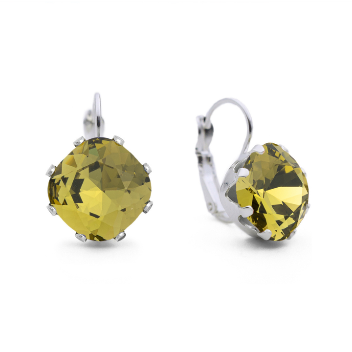 Olive Leverback Drop Earrings