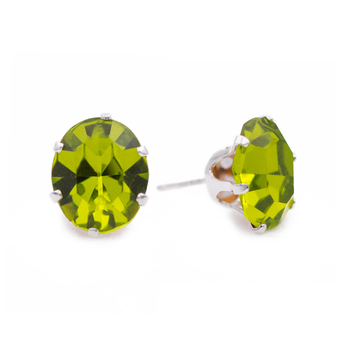 Olive Vintage Oval Sterling Silver Stud Earrings