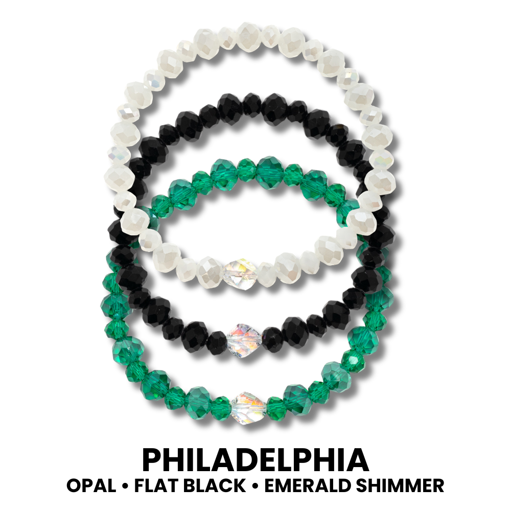 3 crystal stretch bracelets.