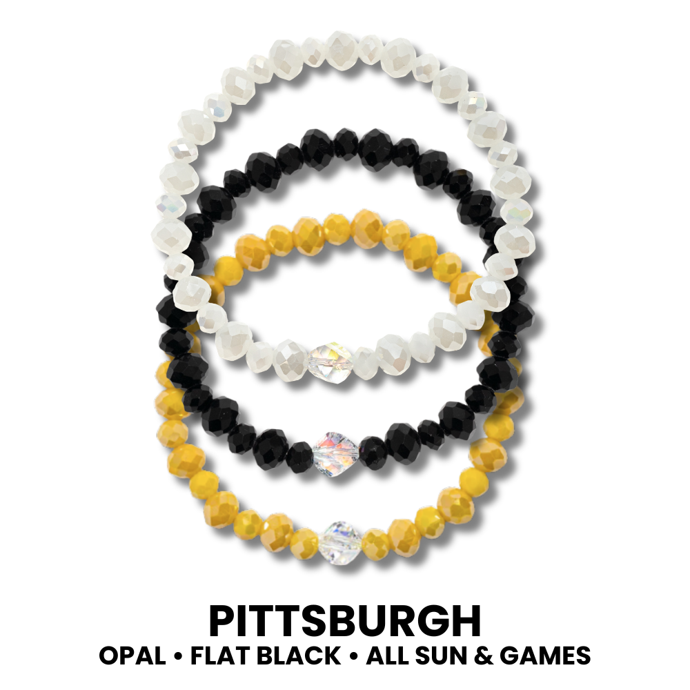 3 crystal stretch bracelets.