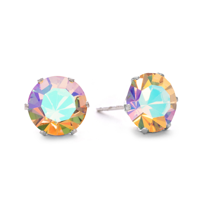 Peach AB Bling Sterling Silver Stud Earrings