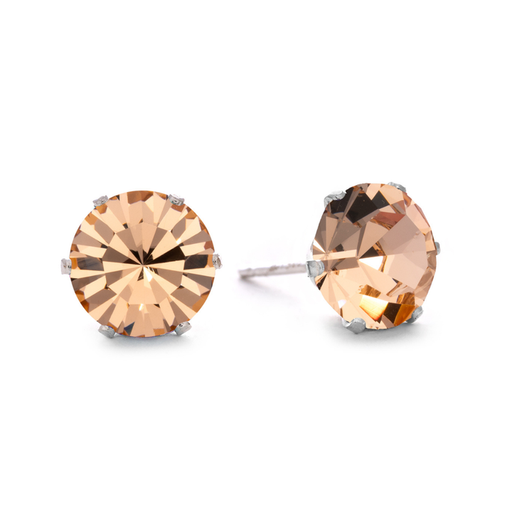 Peach Bling Sterling Silver Stud Earrings