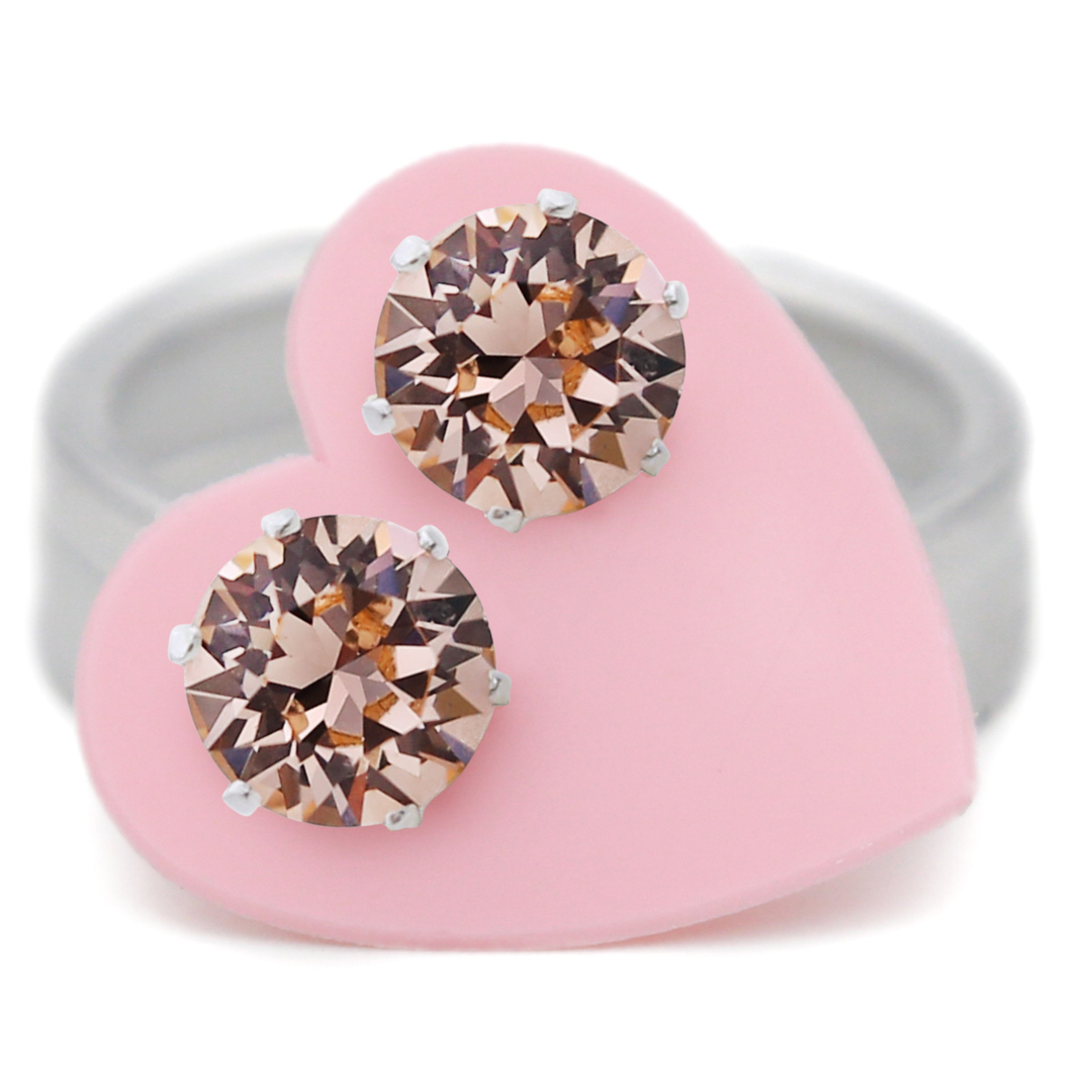 Peach Mini Bling Sterling Silver Stud Earrings