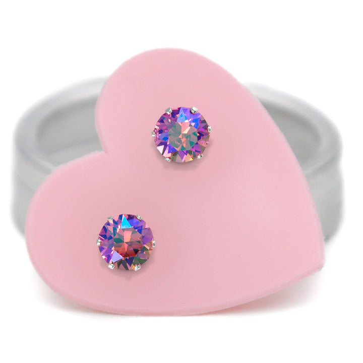 Pink AB Micro Mini Bling Sterling Silver Stud Earrings
