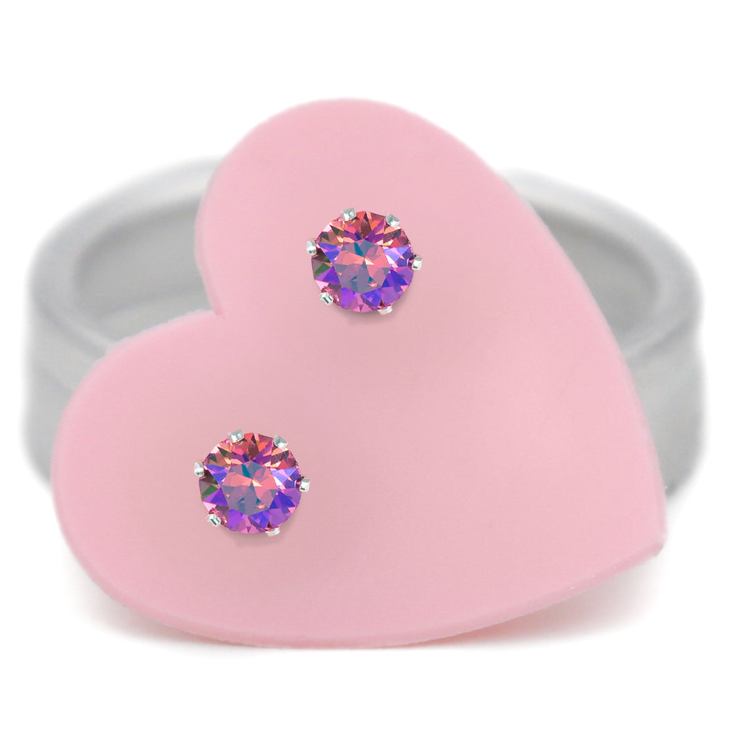 Pink AB Ultra Micro Mini Bling Sterling Silver Stud Earrings