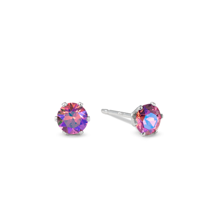 Pink AB Ultra Micro Mini Bling Sterling Silver Stud Earrings