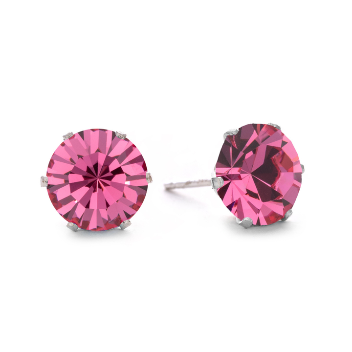 Pink Bling Sterling Silver Stud Earrings