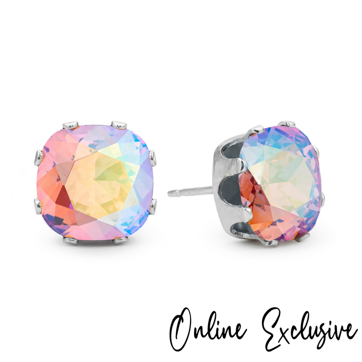 Pink Inc. Cushion Sterling Silver Stud Earrings