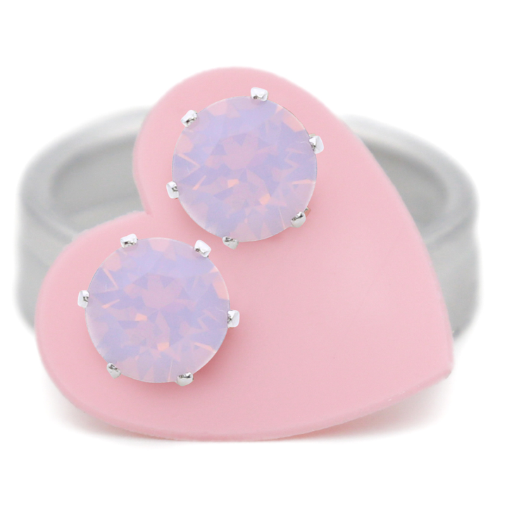 Pink Opal Mini Bling Sterling Silver Stud Earrings