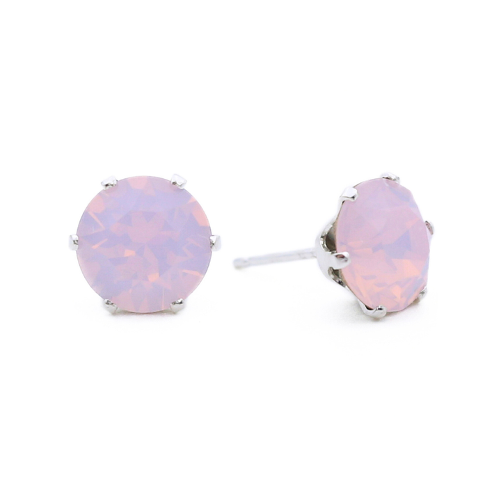Pink Opal Mini Bling Sterling Silver Stud Earrings