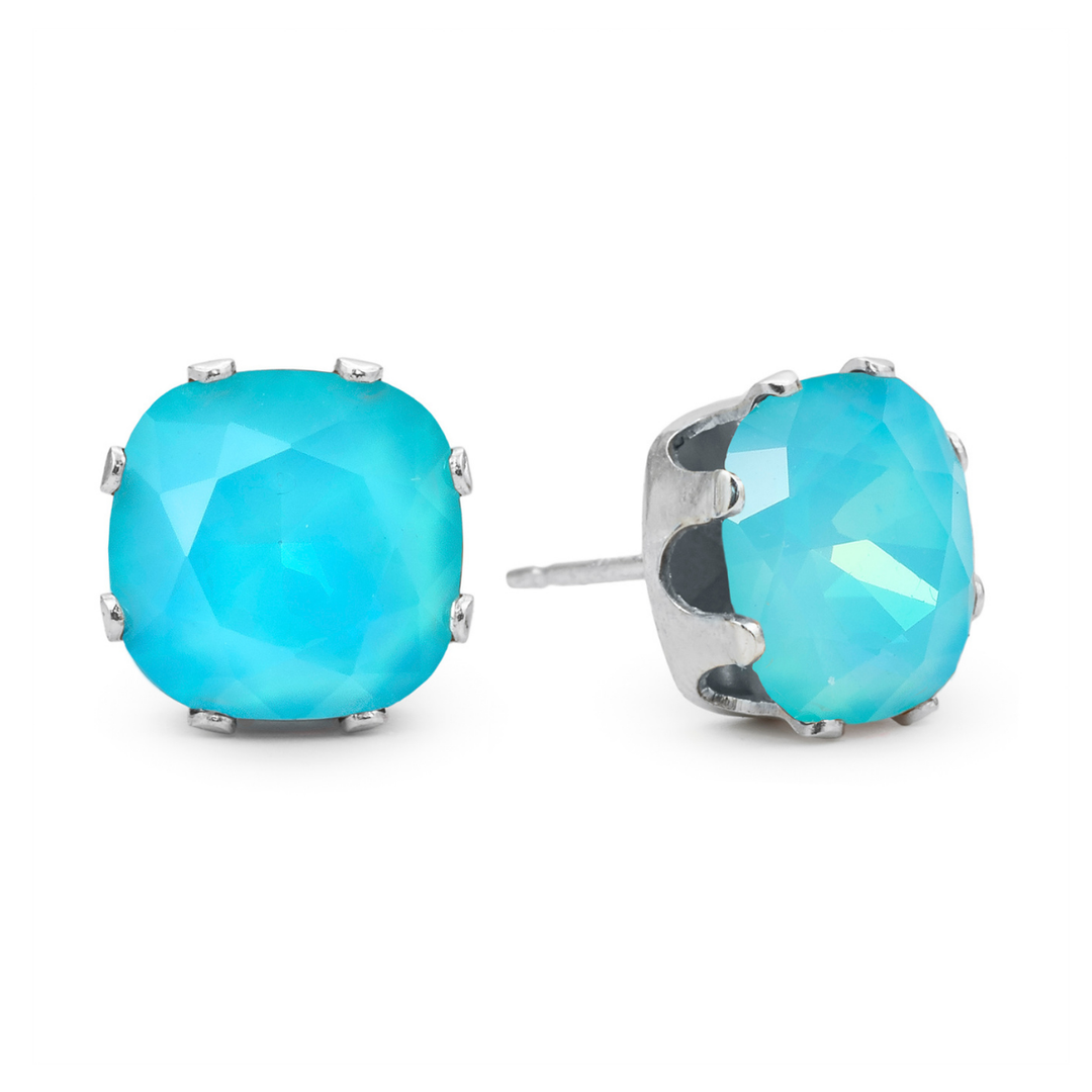 Private Island Cushion Sterling Silver Stud Earrings