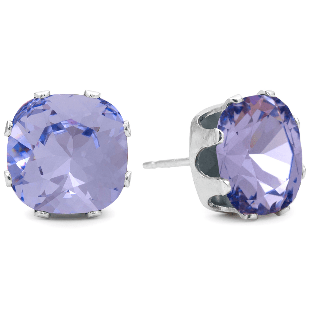 Provence Lavender Mega Cushion Sterling Silver Stud Earrings - JoJo Loves You