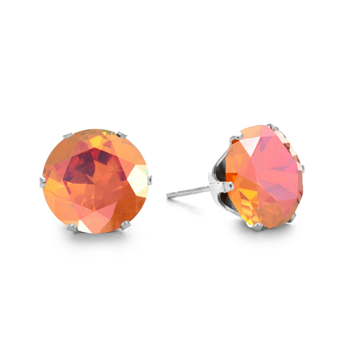 Pumpkin Spice Bling Sterling Silver Stud Earrings