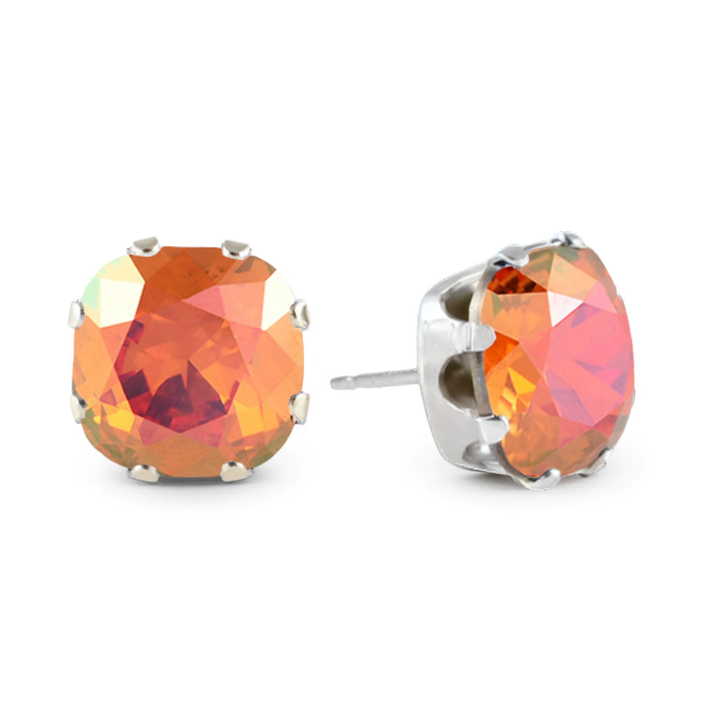 Pumpkin Spice Cushion Sterling Silver Stud Earrings