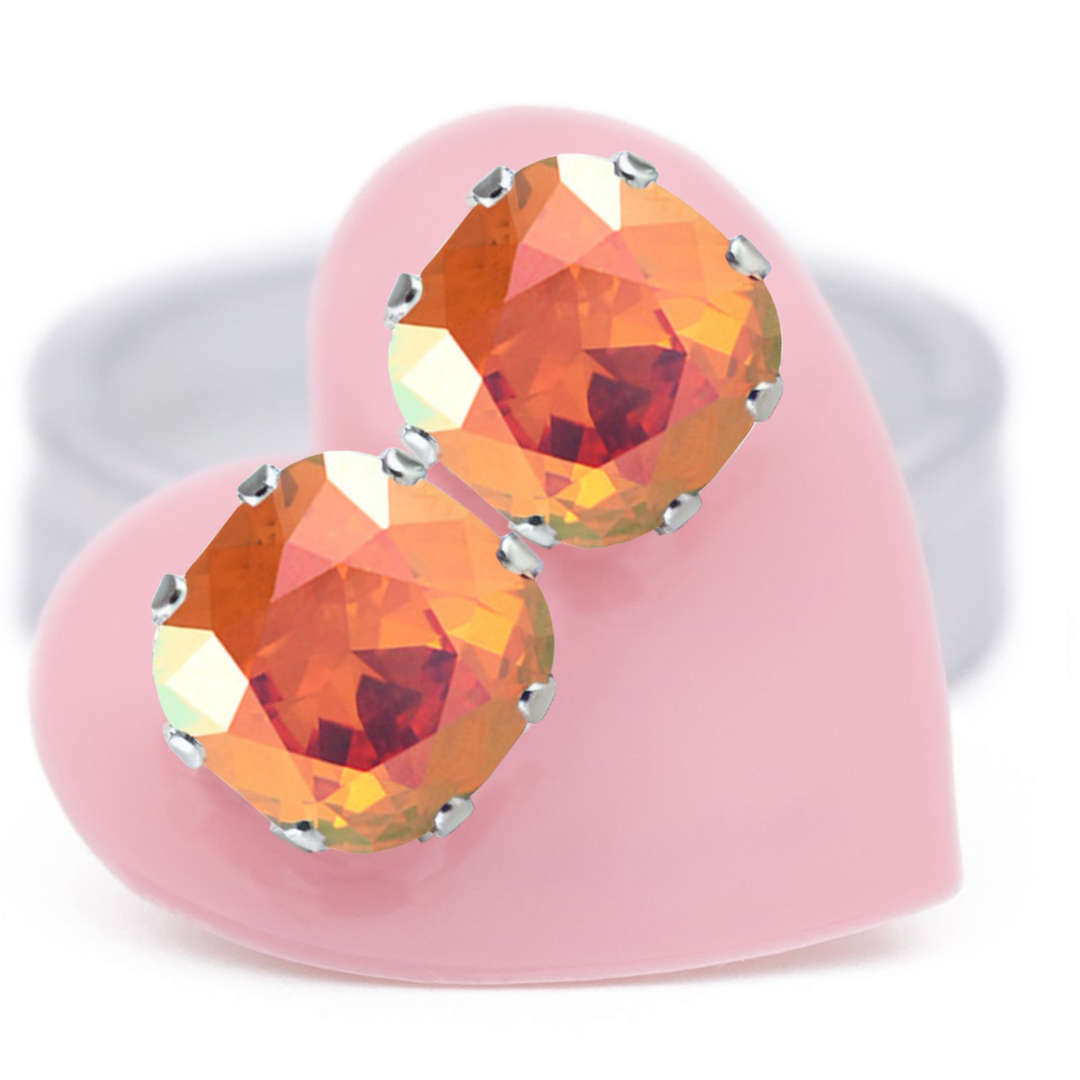 Pumpkin Spice Cushion Sterling Silver Stud Earrings