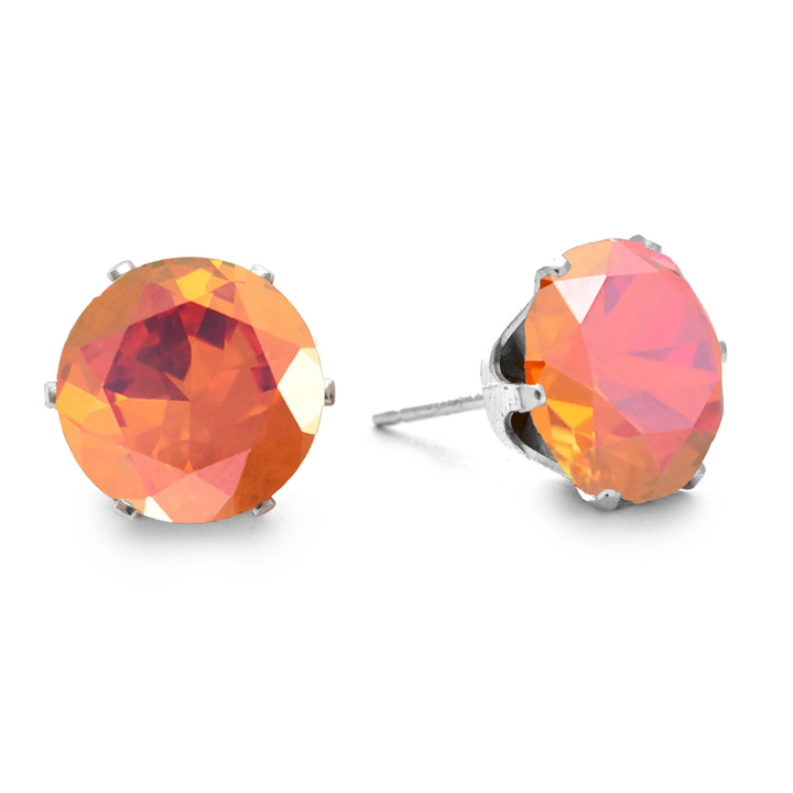 Pumpkin Spice Mega Bling Sterling Silver Stud Earrings