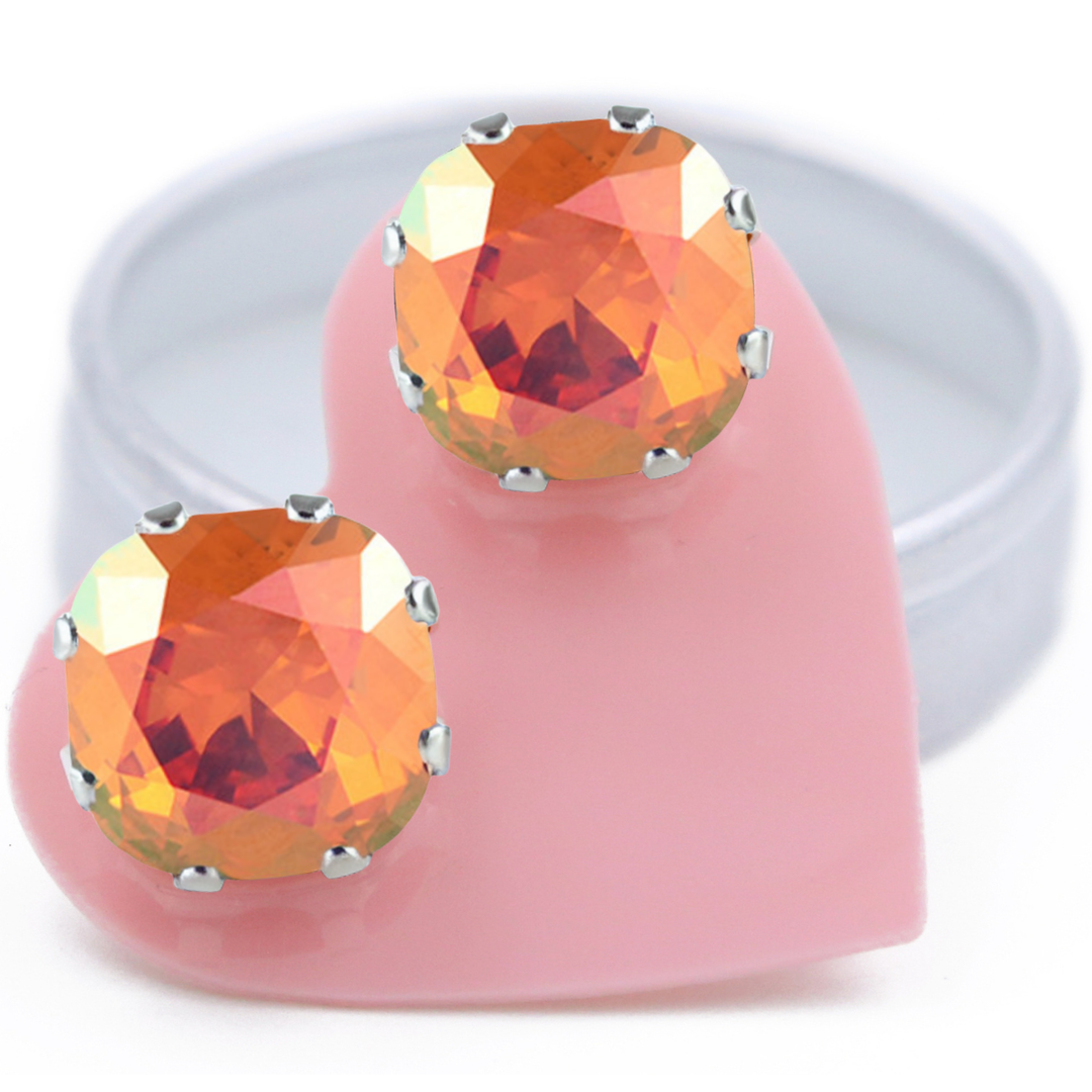 Pumpkin Spice Mega Cushion Sterling Silver Stud Earrings