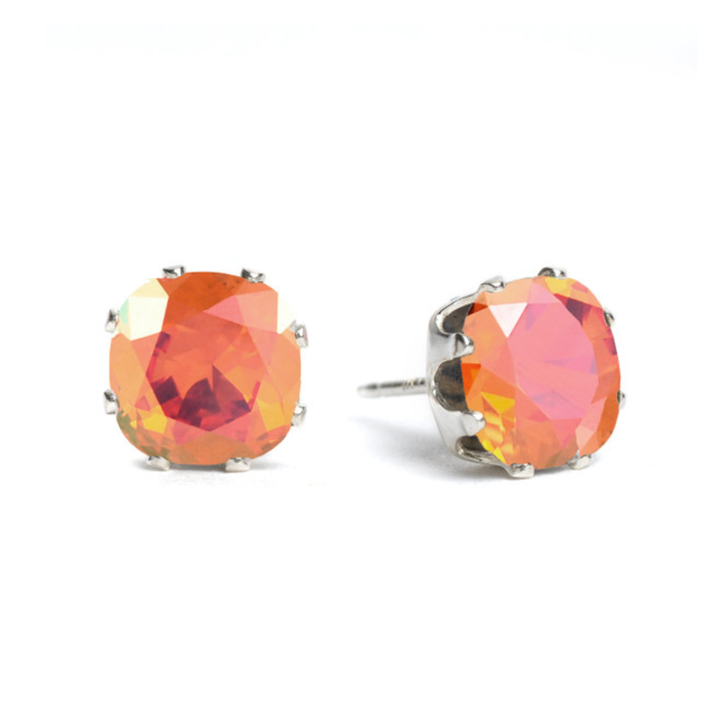 Pumpkin Spice Mini Cushion Sterling Silver Stud Earrings