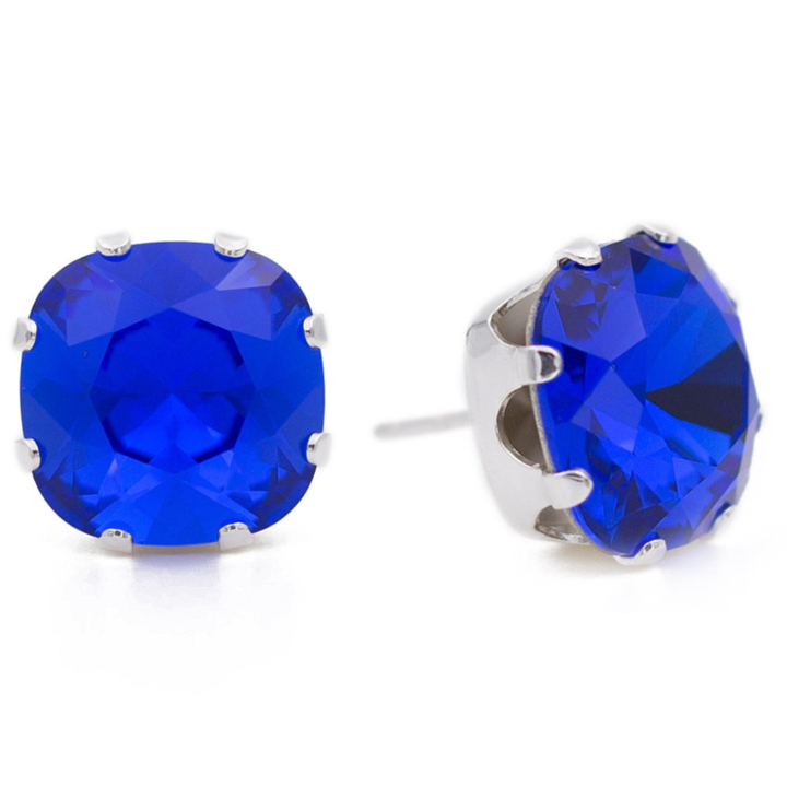 Royal Mega Cushion Sterling Silver Stud Earrings