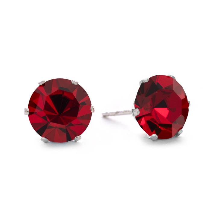 Ruby Bling Sterling Silver Stud Earrings
