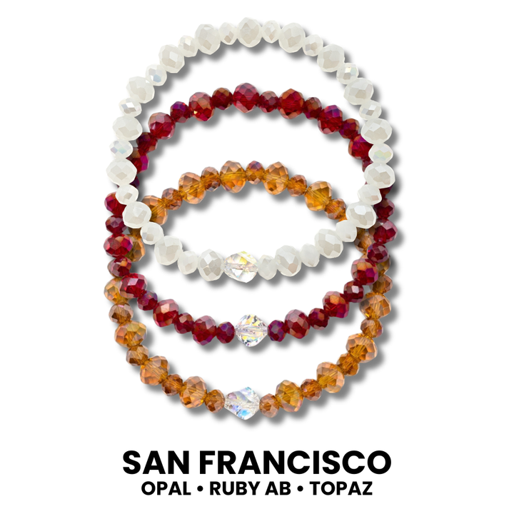 3 crystal stretch bracelets.