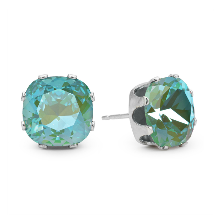 Sage Cushion Sterling Silver Stud Earrings