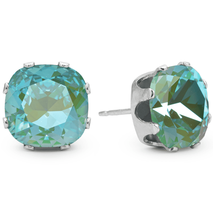 Sage Mega Cushion Sterling Silver Stud Earrings - JoJo Loves You