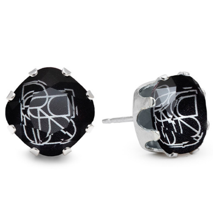Sagittarius Mega Cushion Sterling Silver Stud Earrings