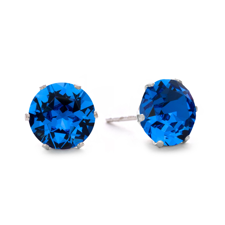 Sapphire Bling Sterling Silver Stud Earrings