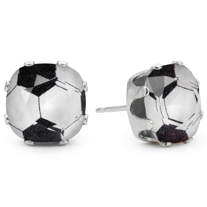 Score Mega Cushion Sterling Silver Stud Earrings