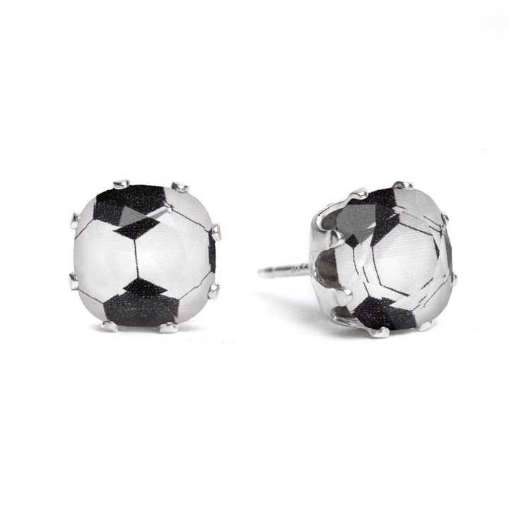 Score Mini Cushion Sterling Silver Stud Earrings
