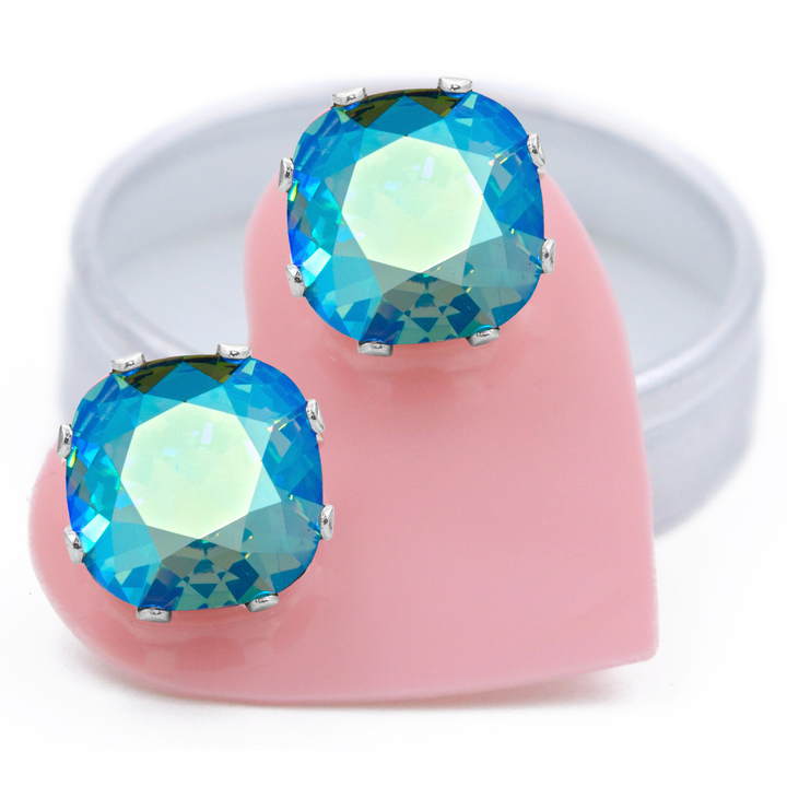 Sea-duction Mega Cushion Sterling Silver Stud Earrings