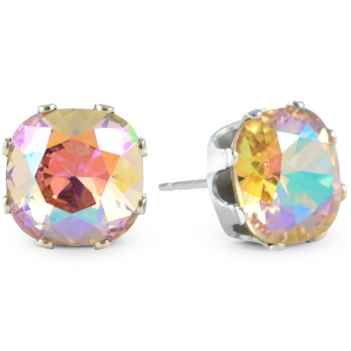 Silk AB Mega Cushion Sterling Silver Stud Earrings - JoJo Loves You