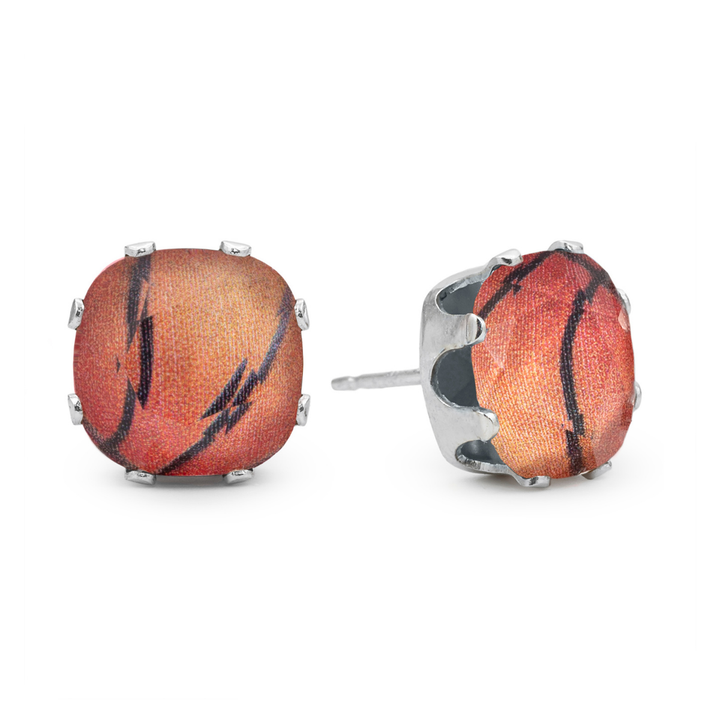 Slam Dunk Cushion Sterling Silver Stud Earrings