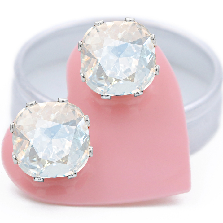 Snowflake Mega Cushion Sterling Silver Stud Earrings