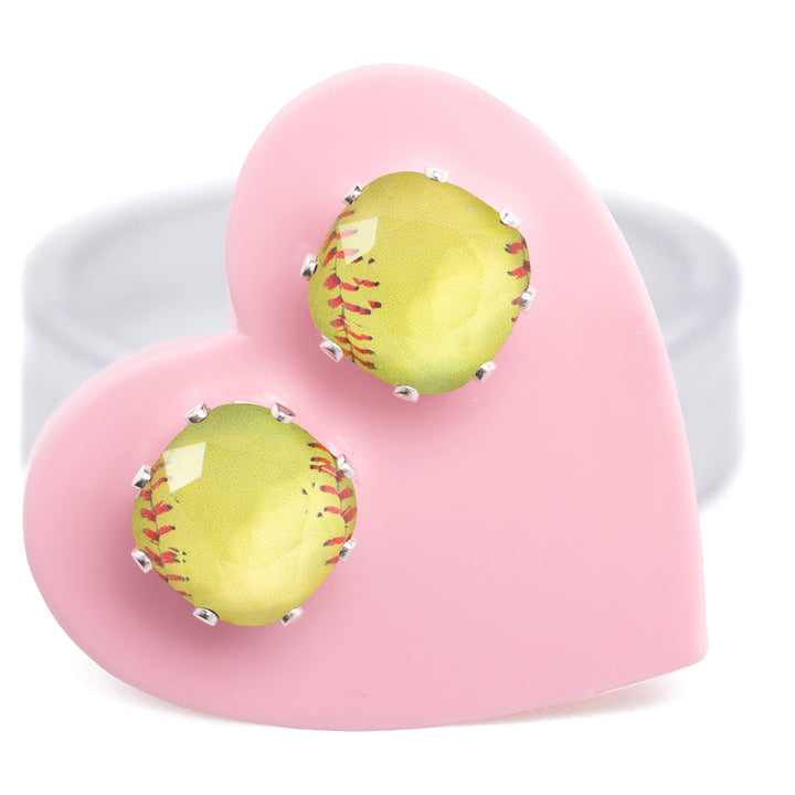 Fast Pitch Mini Cushion Sterling Silver Stud Earrings