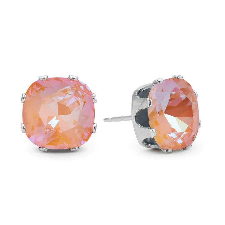 South Peach Cushion Sterling Silver Stud Earrings