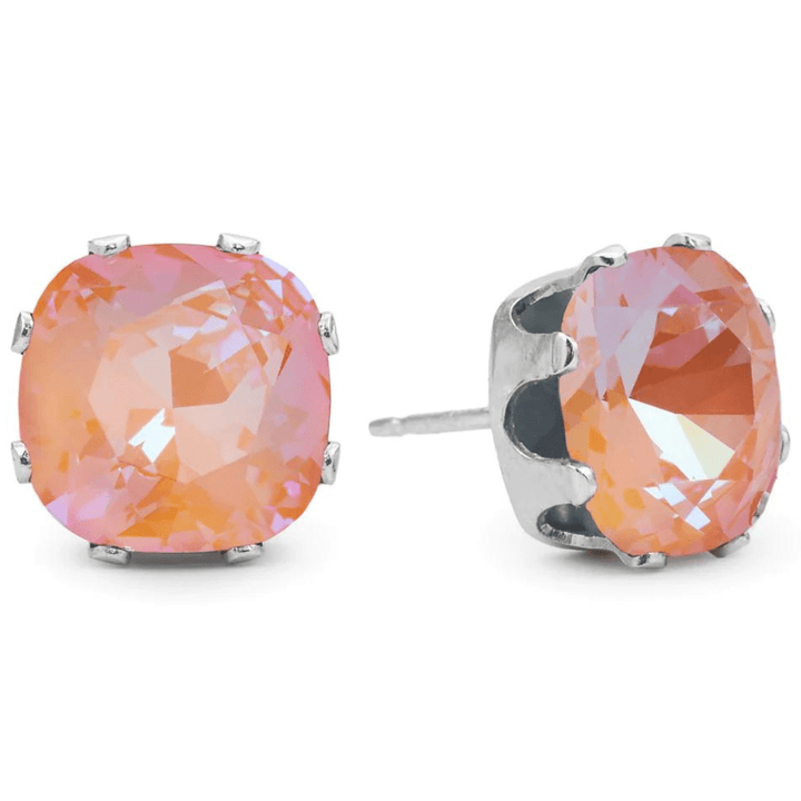 South Peach Mega Cushion Sterling Silver Stud Earrings - JoJo Loves You