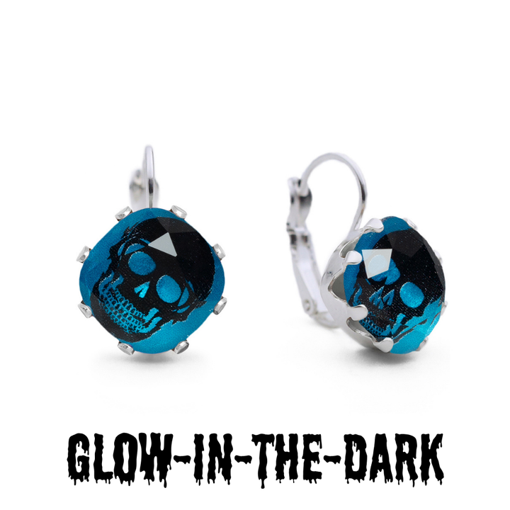 Spooky Scary Skeleton Glow-in-the-Dark Leverback Drop Earrings