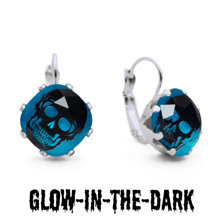 Spooky Scary Skeleton Glow-in-the-Dark Mega Leverback Drop Earrings