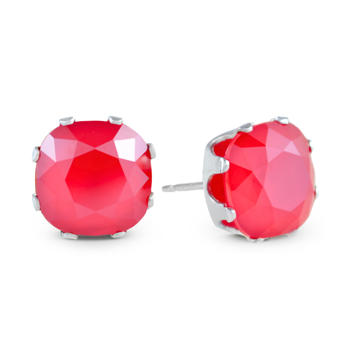 Stiletto Cushion Sterling Silver Stud Earrings