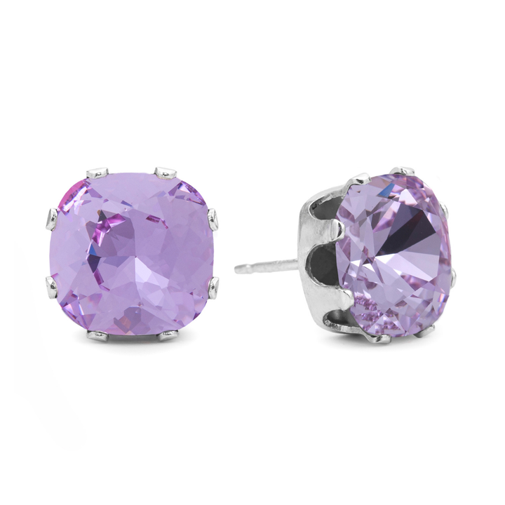 Tanzanite Cushion Sterling Silver Stud Earrings
