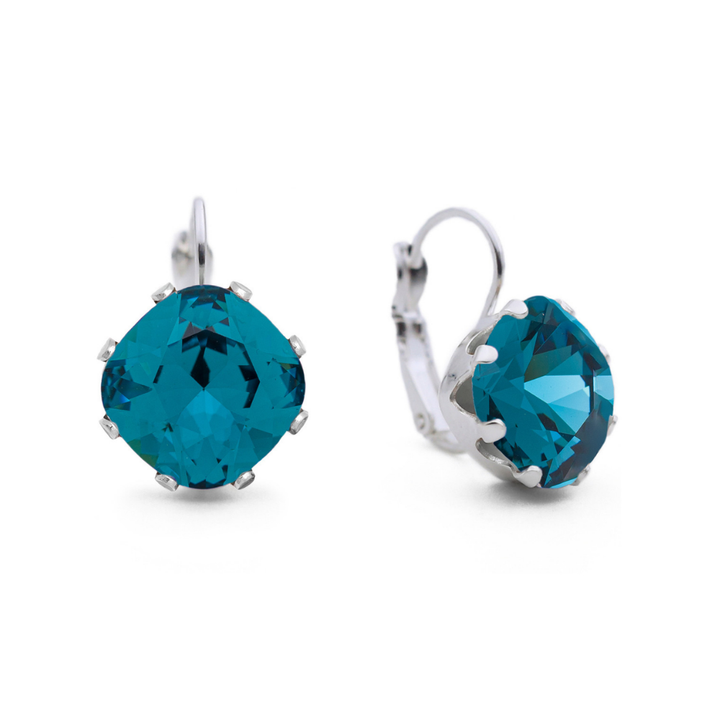 Teal Leverback Drop Earrings