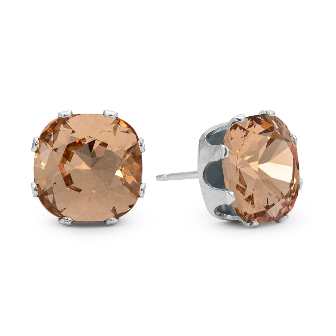 Topaz Cushion Sterling Silver Stud Earrings