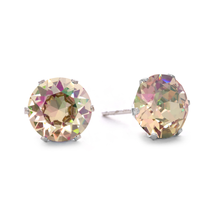 Topaz with Pink Bling Sterling Silver Stud Earrings